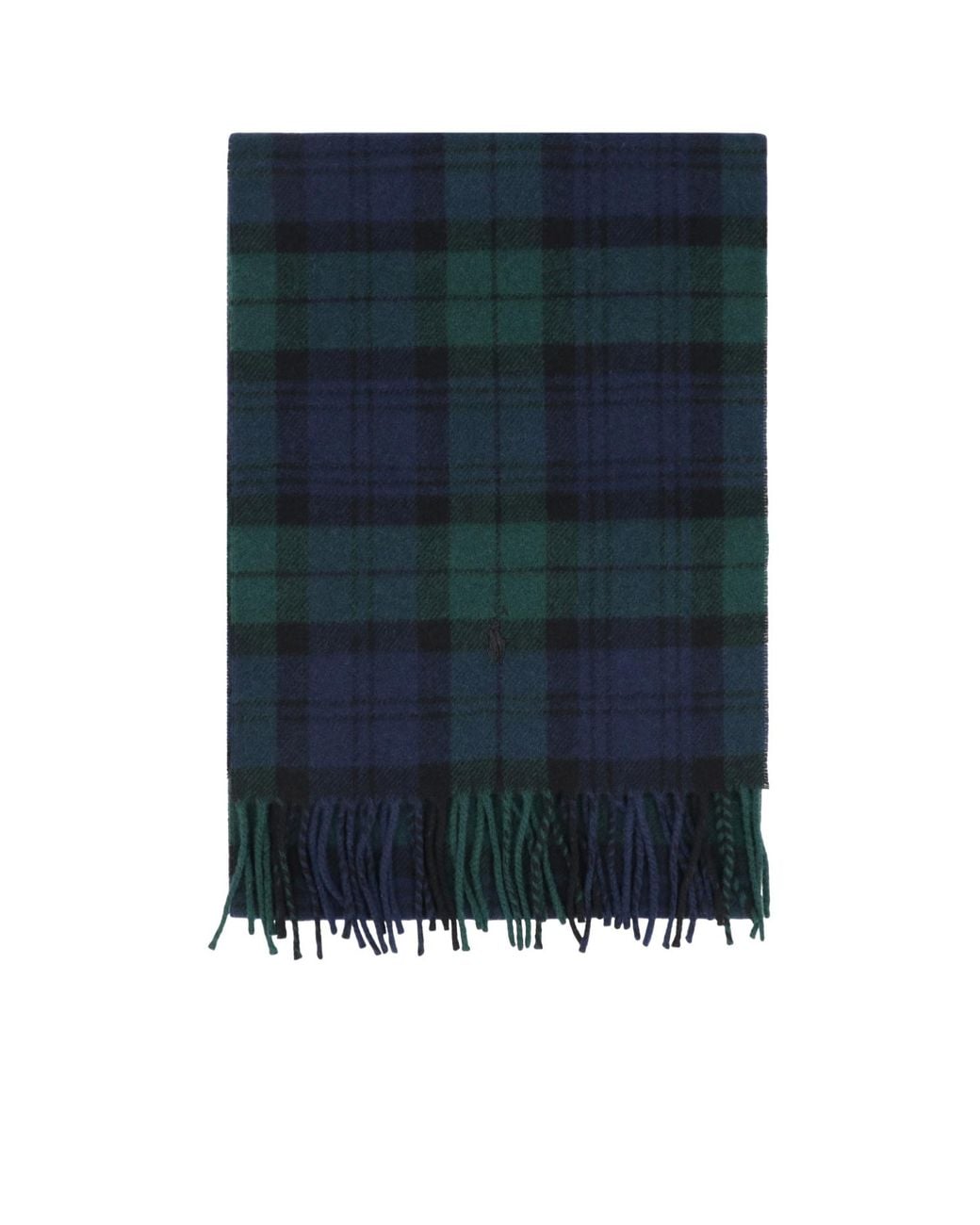 Polo Ralph Lauren Blue Fringed Edge Checked Scarf for men