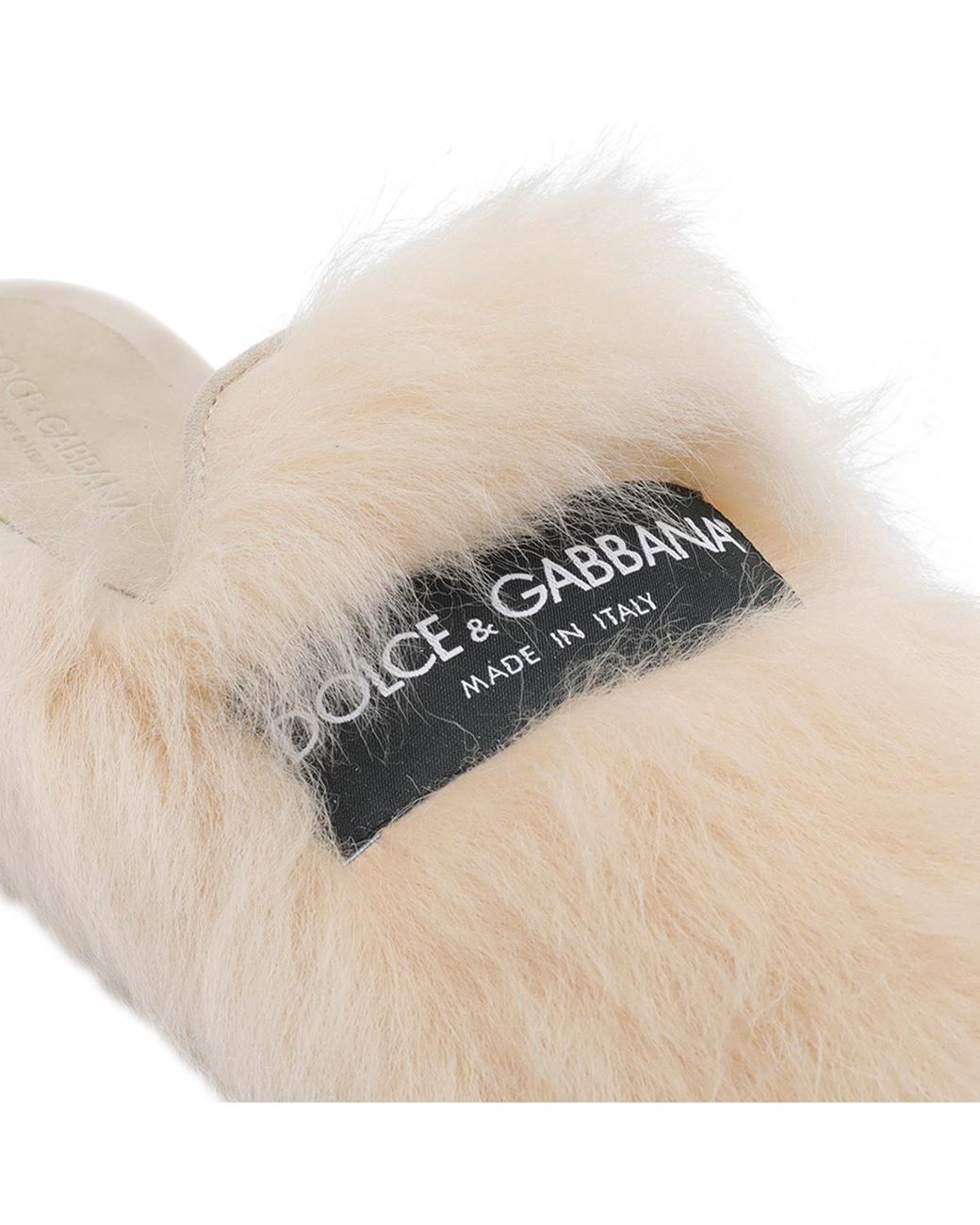 Dolce & Gabbana White Shearling Slippers