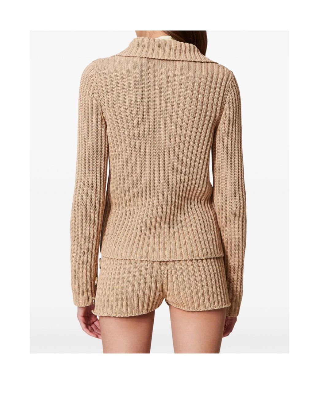 Twinset Natural Oval T Buttons Cardigan
