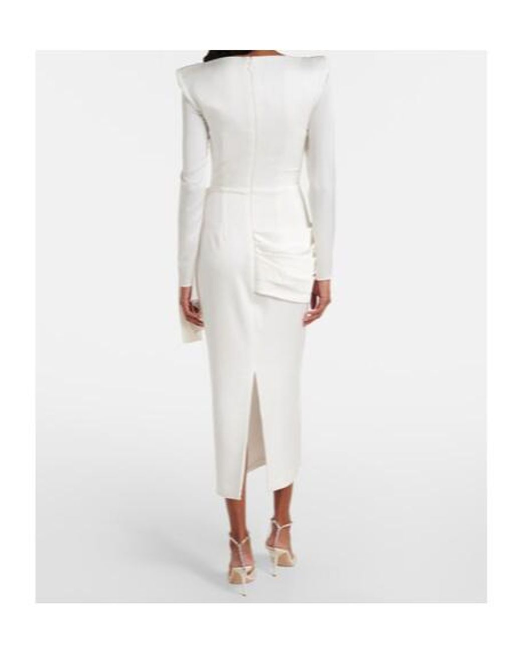 Alex Perry White Bridal Draped Crepe Satin Bustier Gown