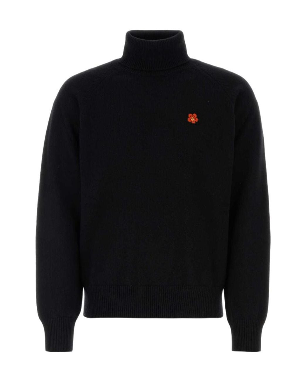 KENZO Black Boke Flower Embroidered Roll-Neck Knit Jumper for men