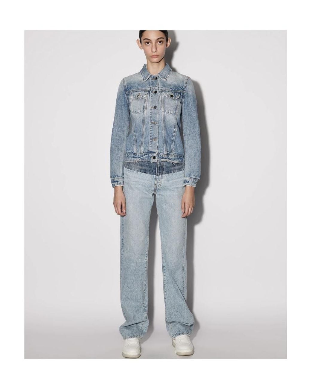 Amiri Blue Structured-Shoulder Denim Trucker Jacket