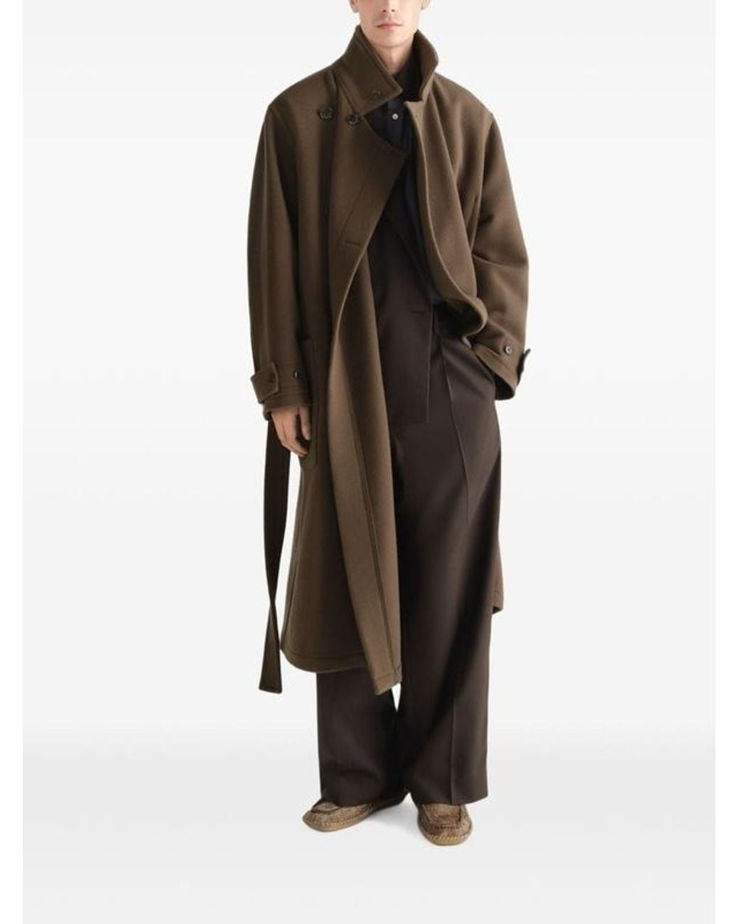 Lemaire Brown Wrap Coat for men