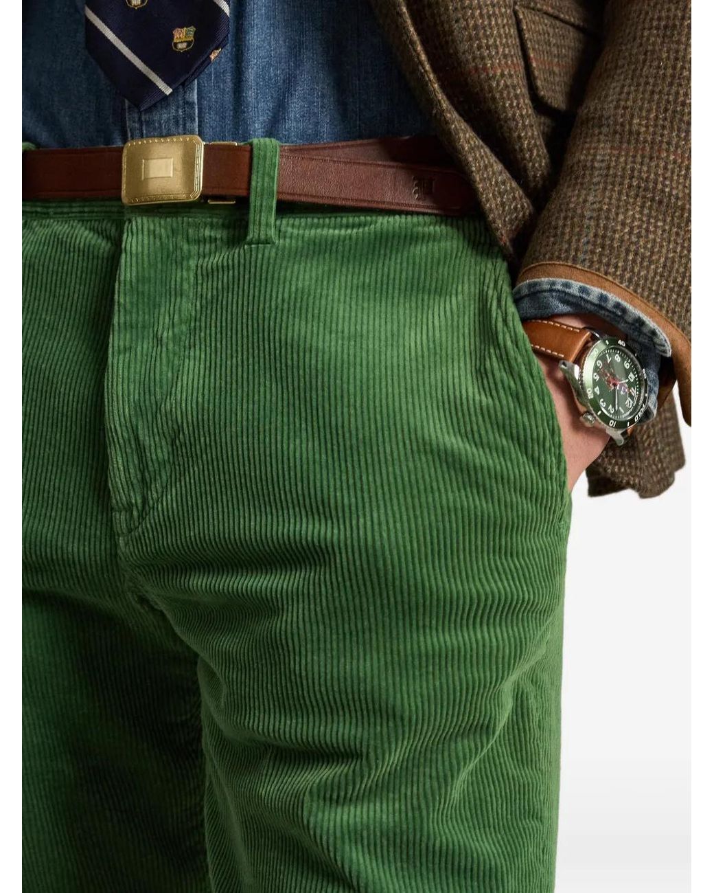 Polo Ralph Lauren Green Straight-Fit Corduroy Trousers for men