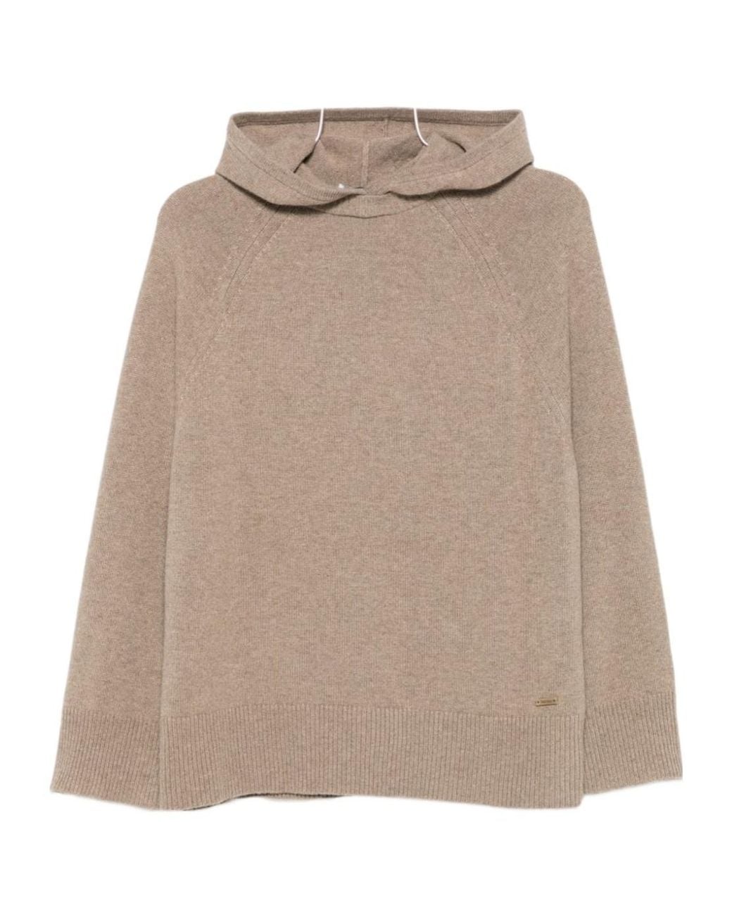 Max Mara Natural Mxmefebo Long Sleeved Knitted Hoodie
