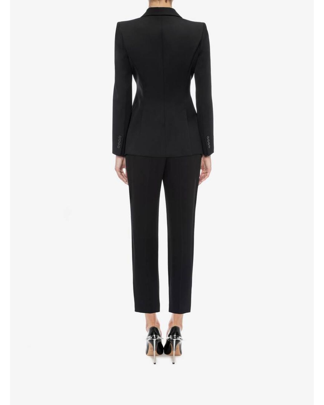 McQueen Black Cigarette Cropped Trousers