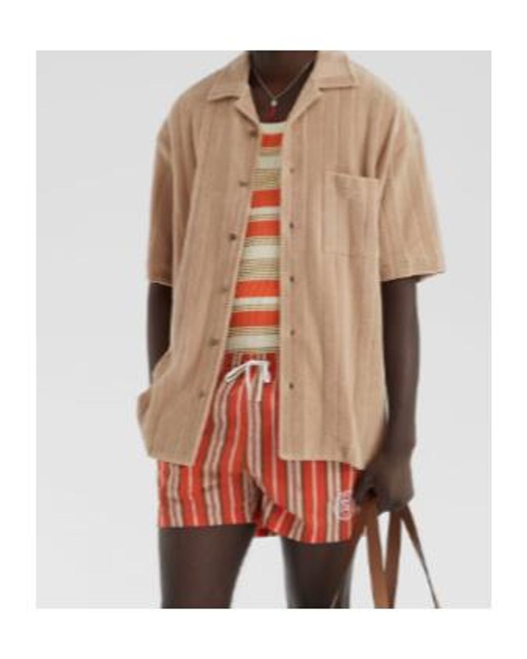 Fendi Natural Terry Jacquard Bowling Shirt for men