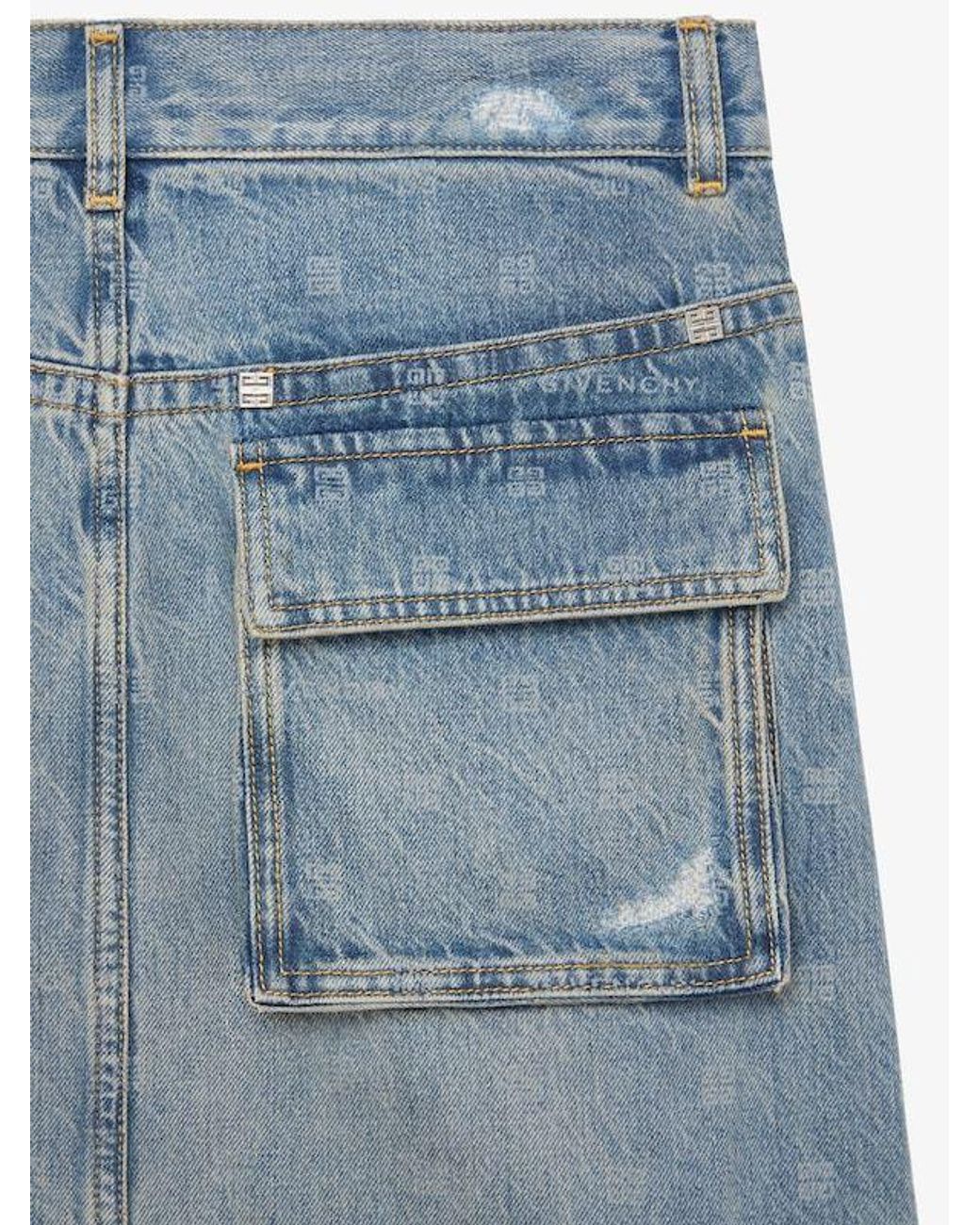 Givenchy Blue 4G Motif Denim Skirt
