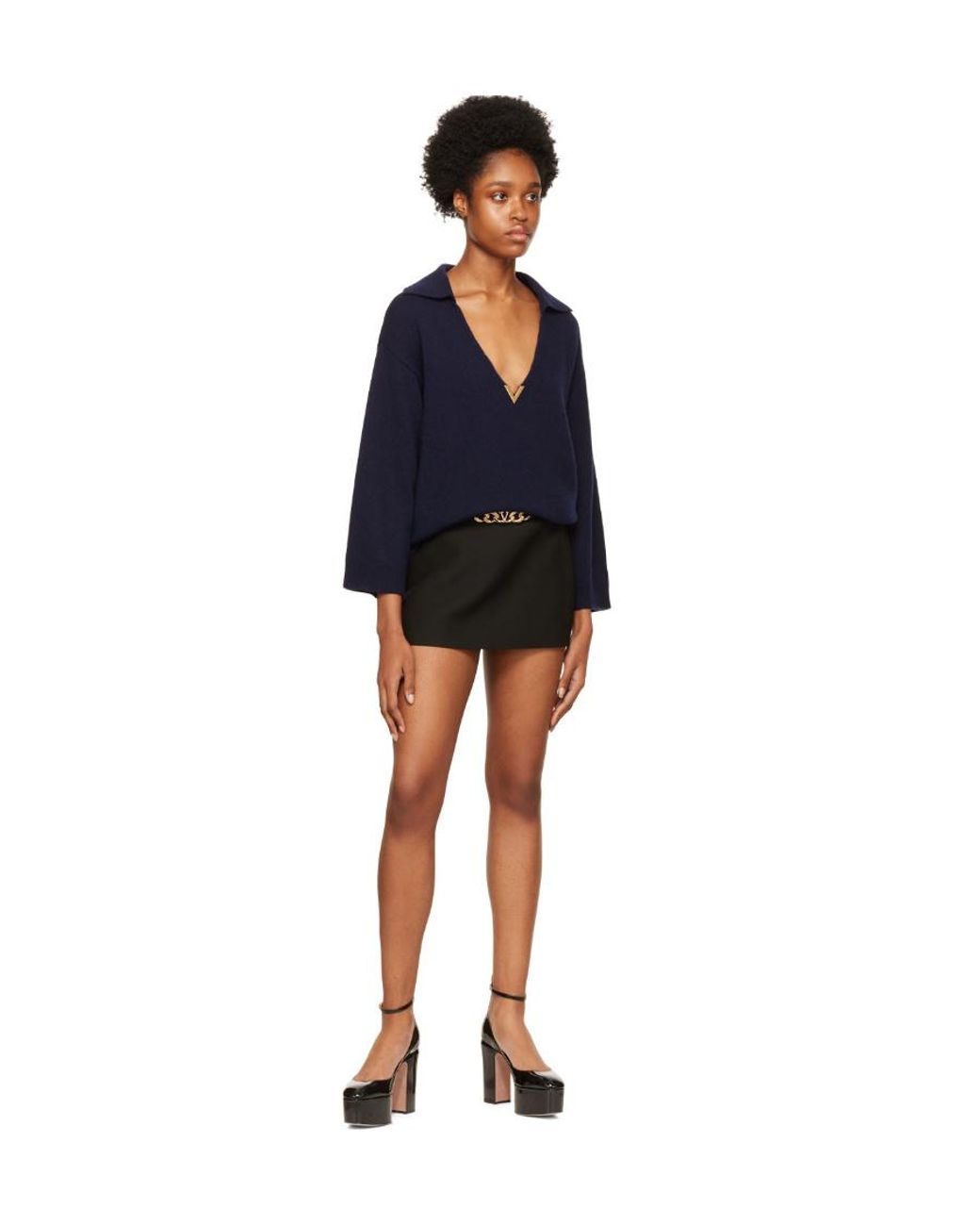 Valentino Black Logo Mini Skirt