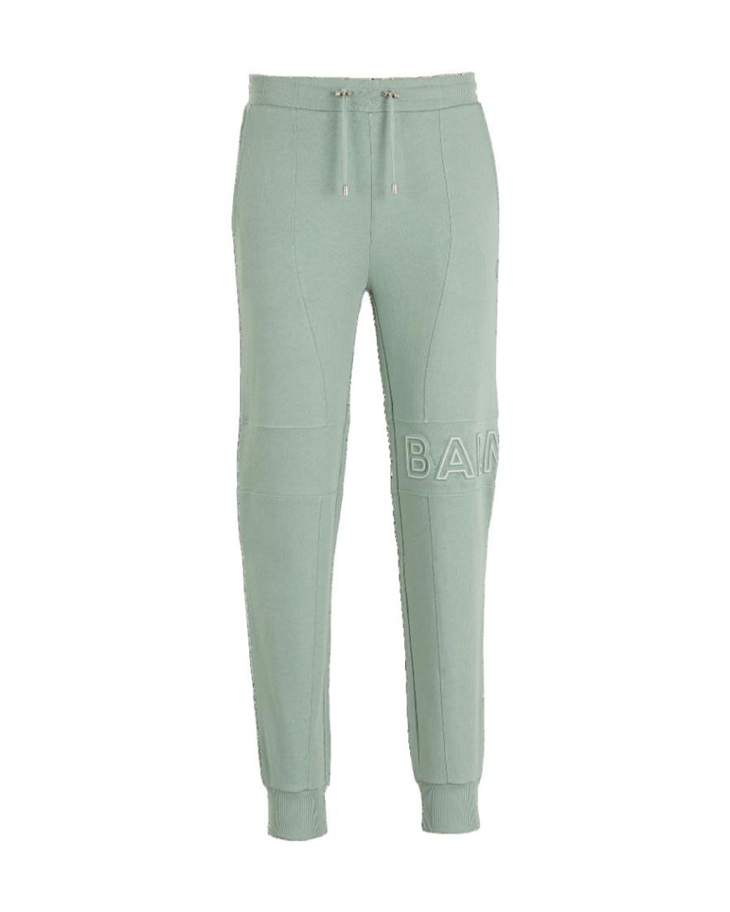 Balmain Green Embossed Logo Jogging Bottoms for men