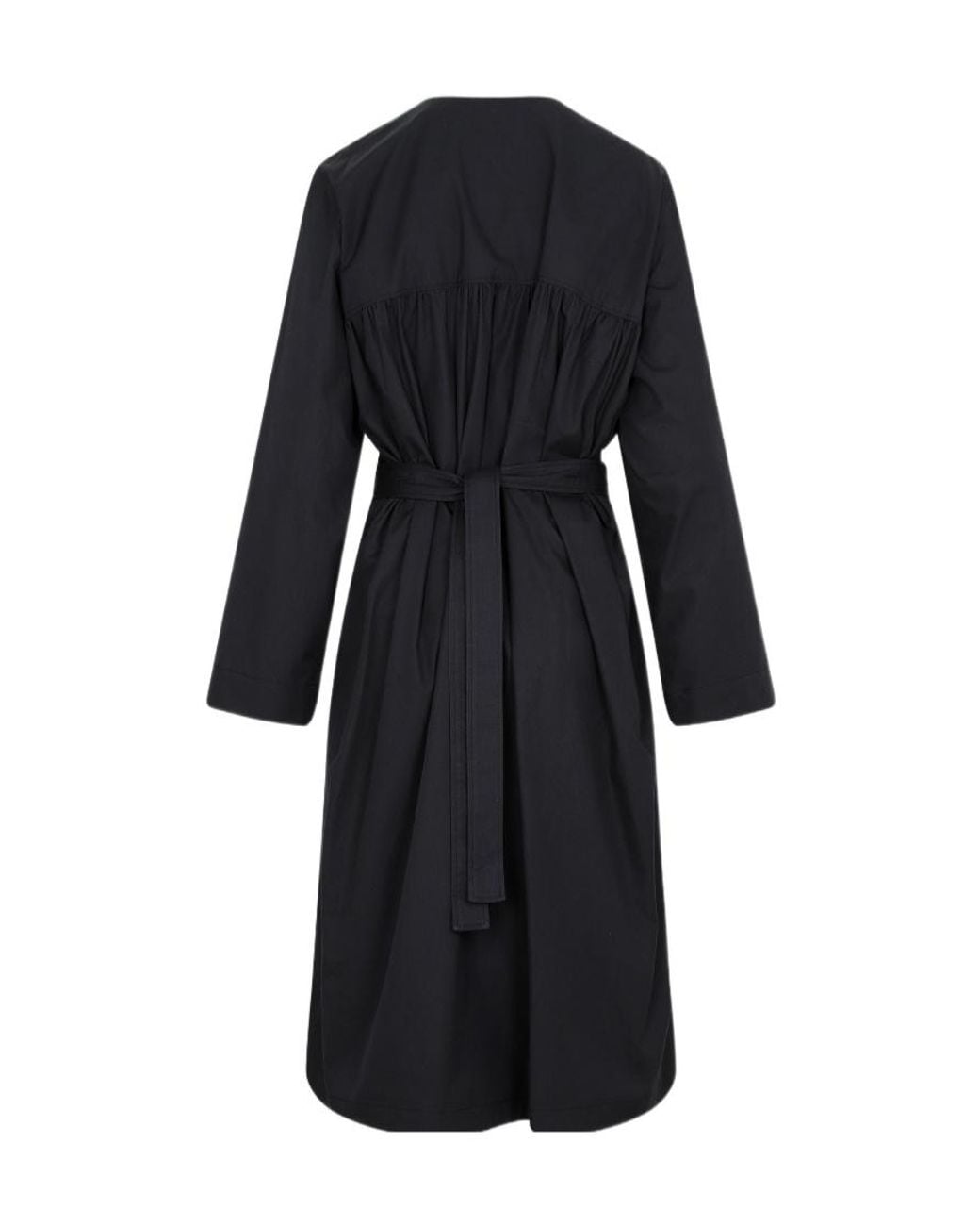 Lemaire Black Long-Sleeved Pleated Midi Dress