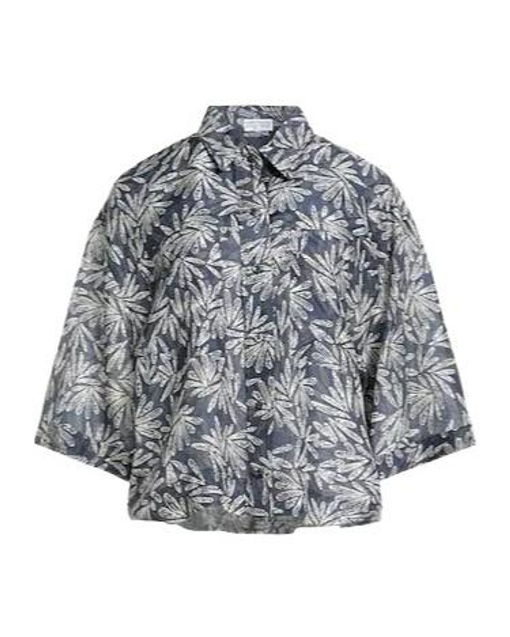 Brunello Cucinelli Gray Silk Shirts Blouses