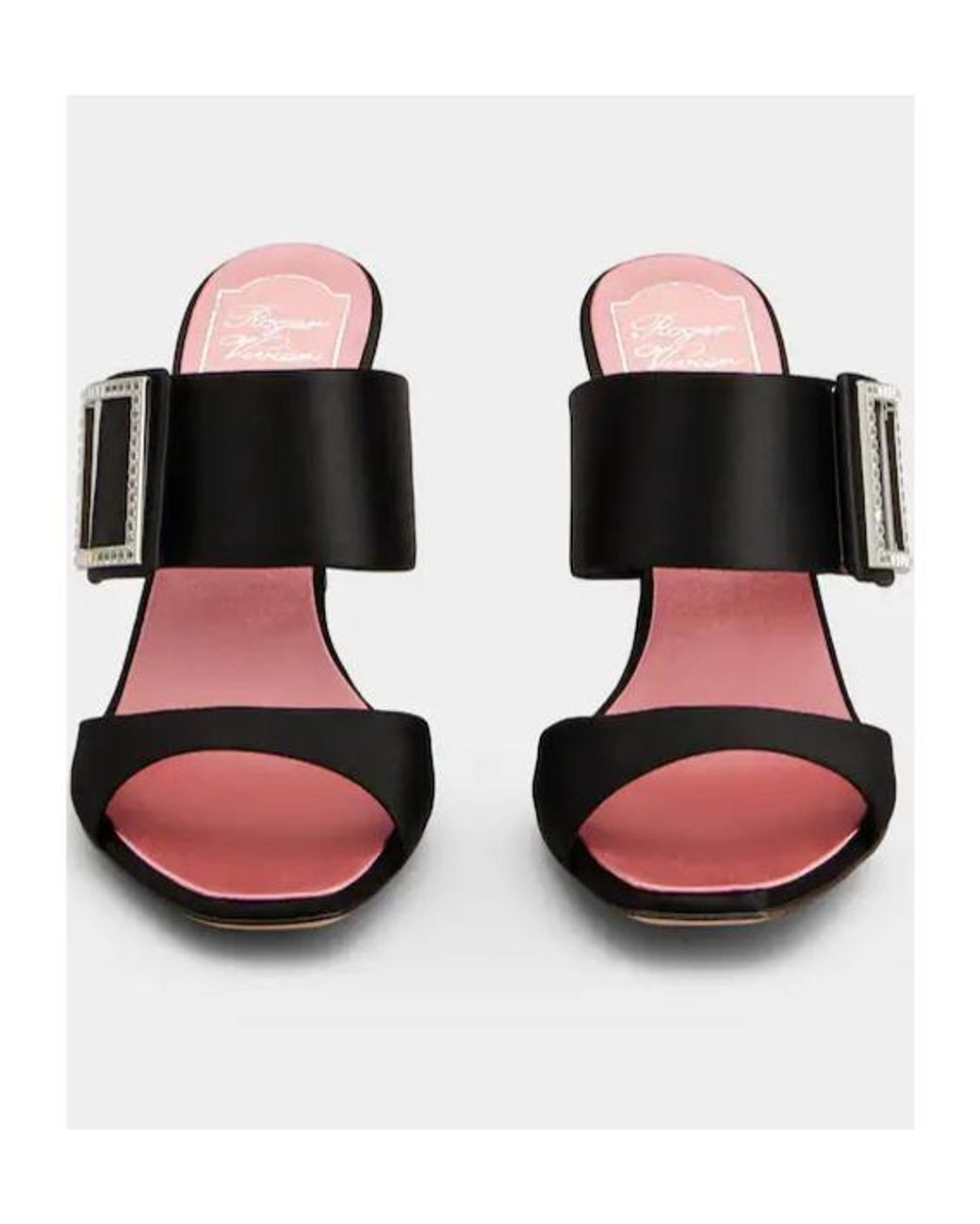 Roger Vivier Black Trompette Satin Mules