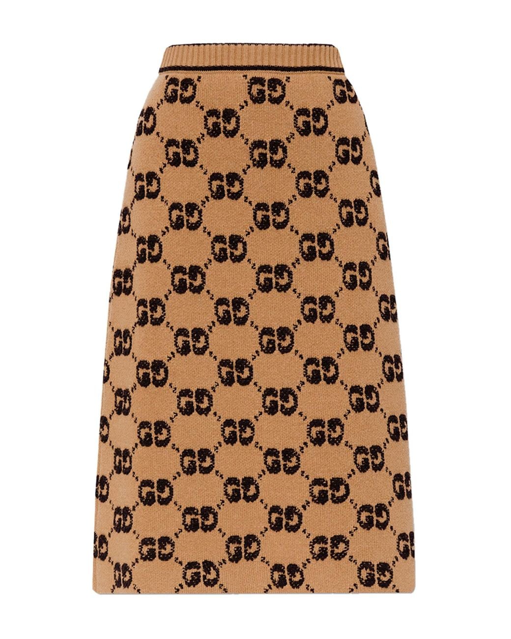 Gucci Brown Gg Jacquard A-Line Knit Skirt