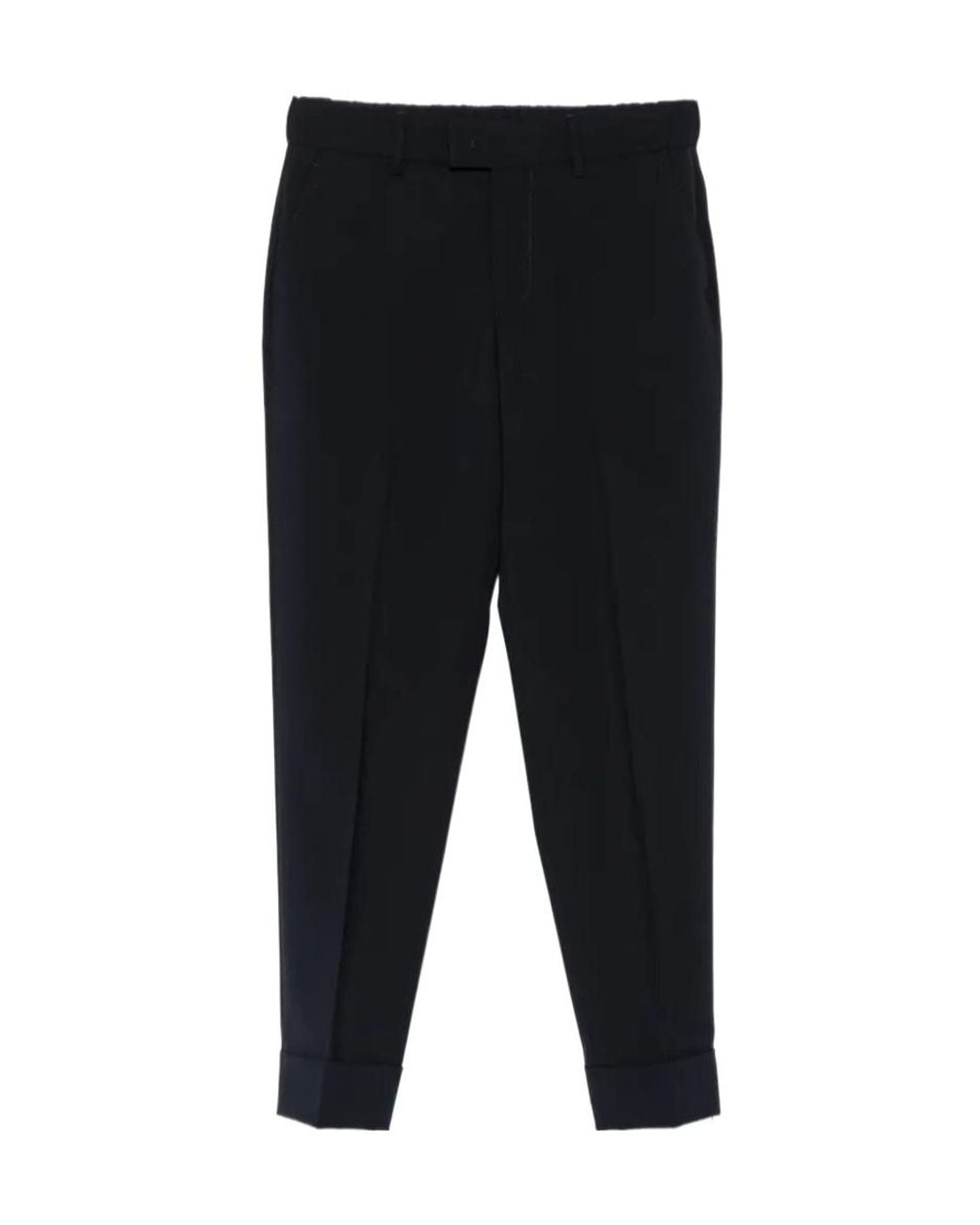 Berwich Black Cropped Turn-Up Trousers