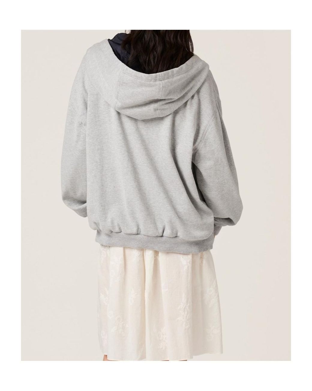 Miu Miu Gray Jersey And Technical Pongé Blouson Jacket