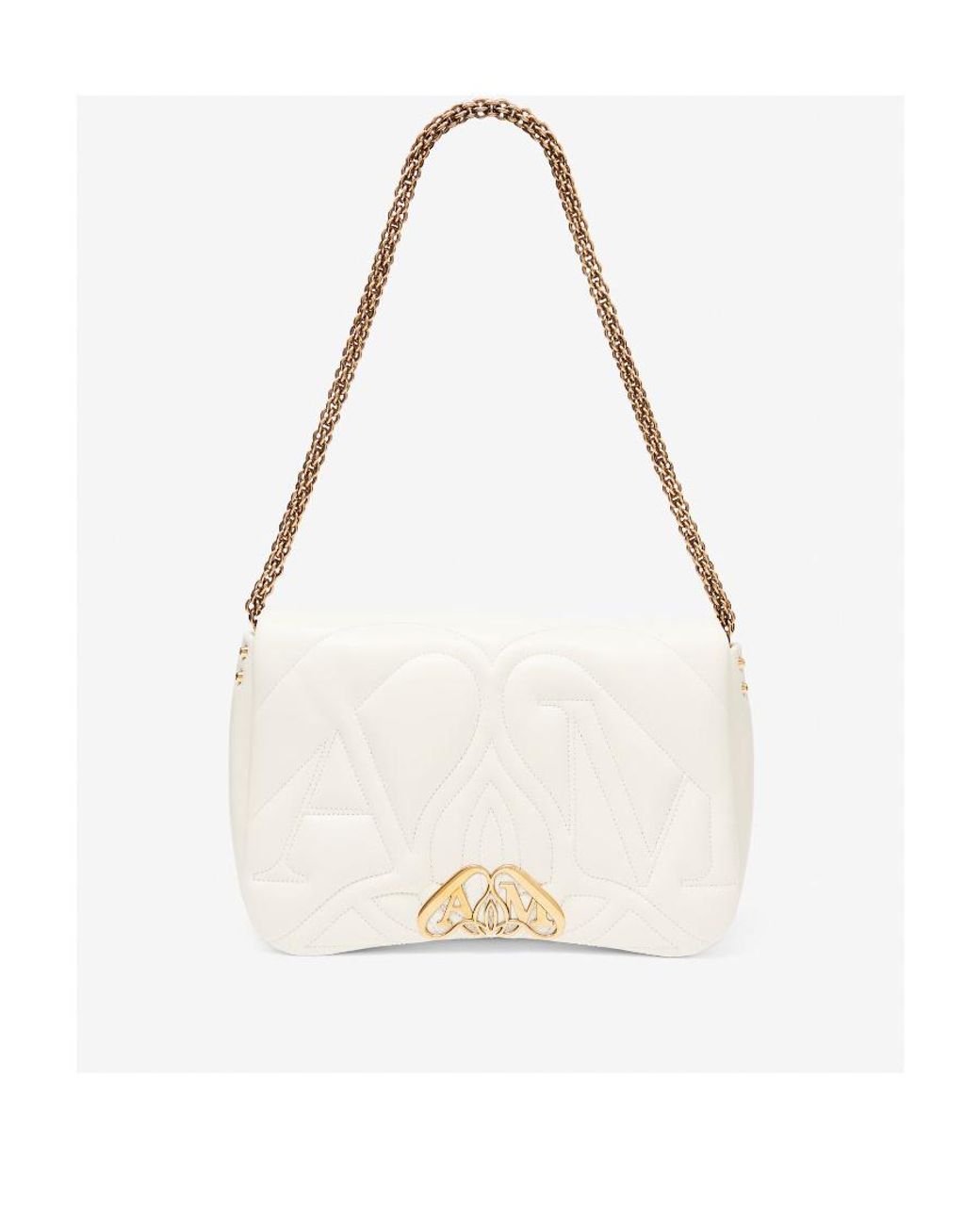 McQueen White The Seal Chain-Linked Shoulder Bag