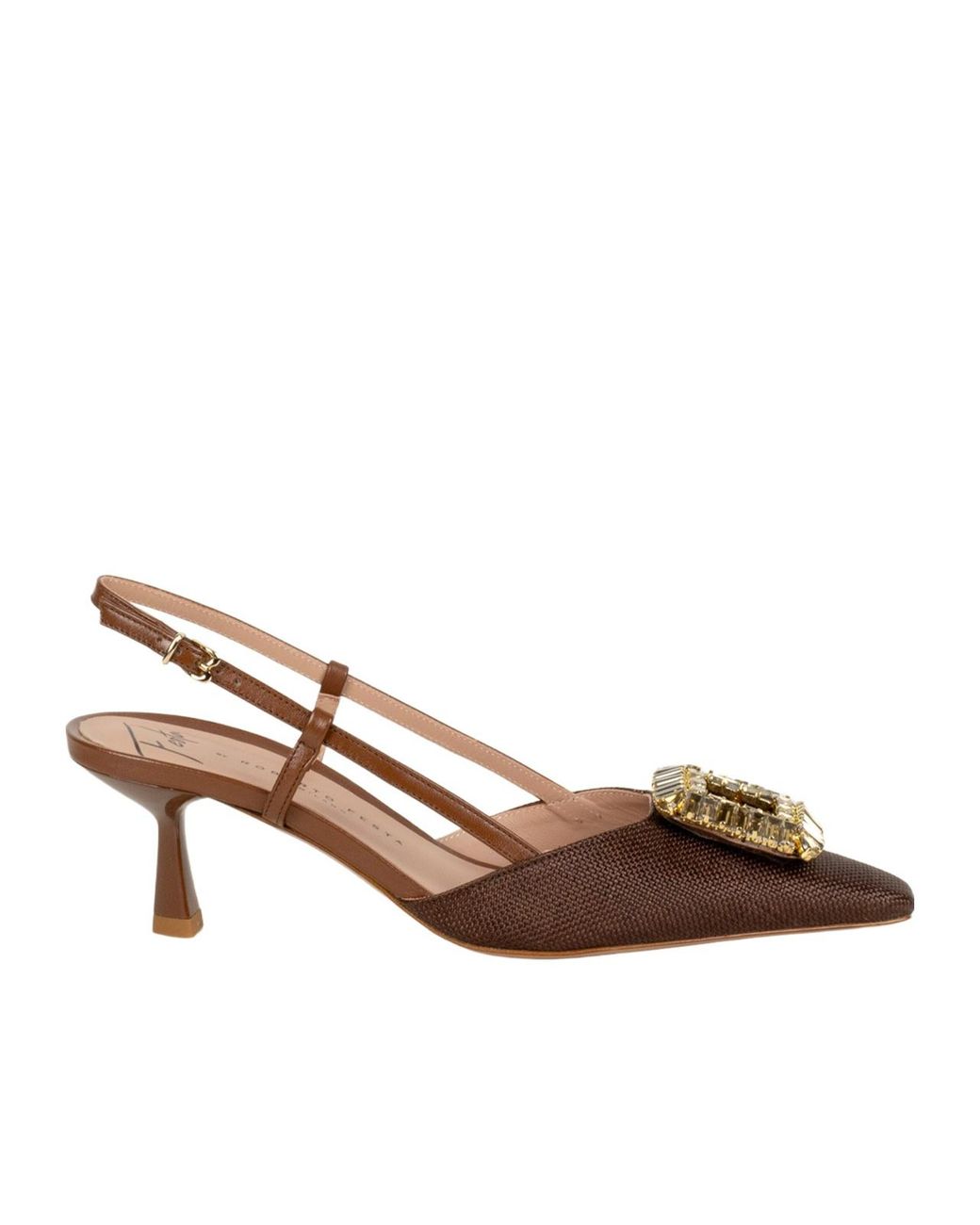 Roberto Festa Brown Ingrid Embellished Slingback Pumps
