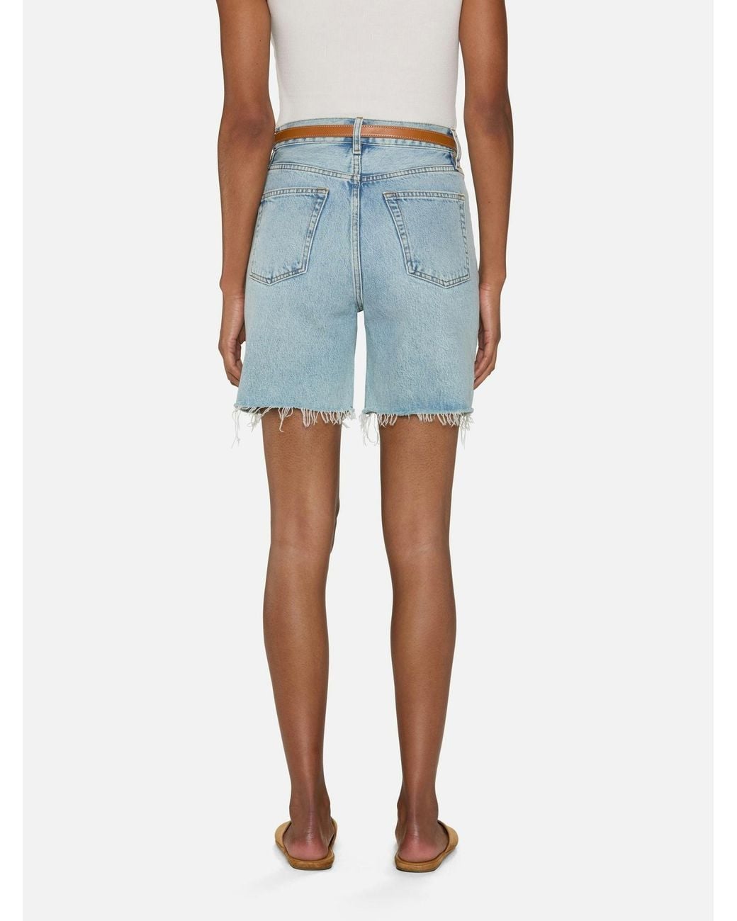 FRAME Blue High Waist Denim Shorts