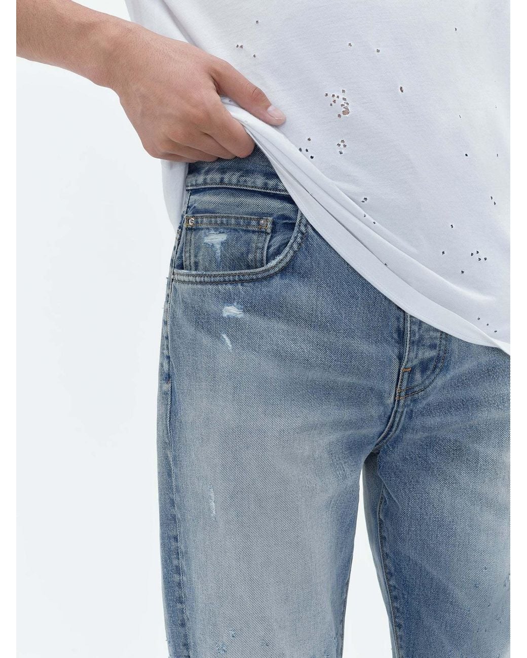 Amiri Blue Shotgun Distressed Straight Jeans for men