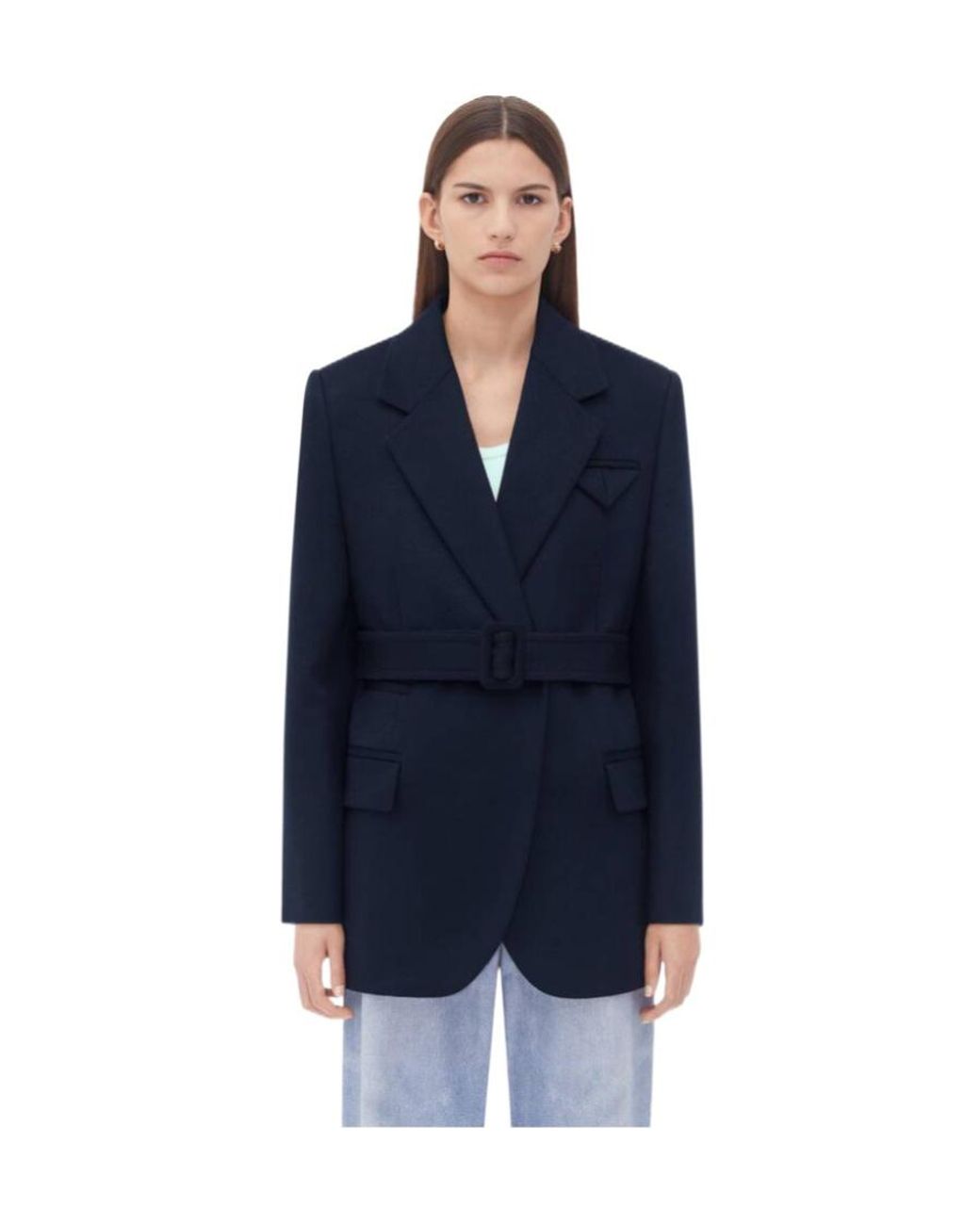 Bottega Veneta Blue Classic Labels Belted Coat