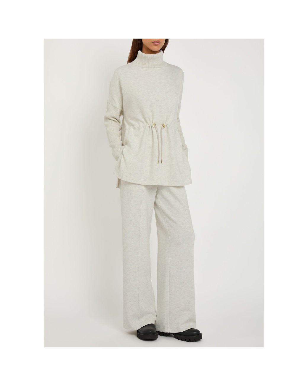 Varley White High-Waisted Wide-Leg Trousers