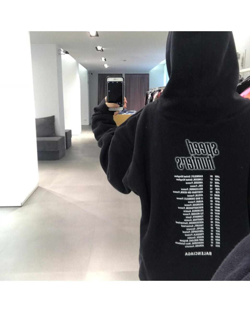 Balenciaga Blue Printed Hooded Hoodie for men