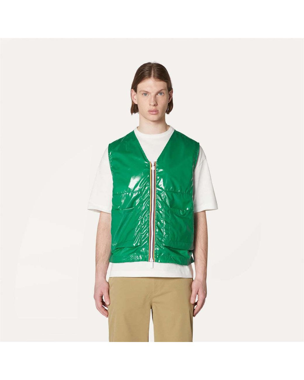 K-Way Green Barnel Zipped Vest for men