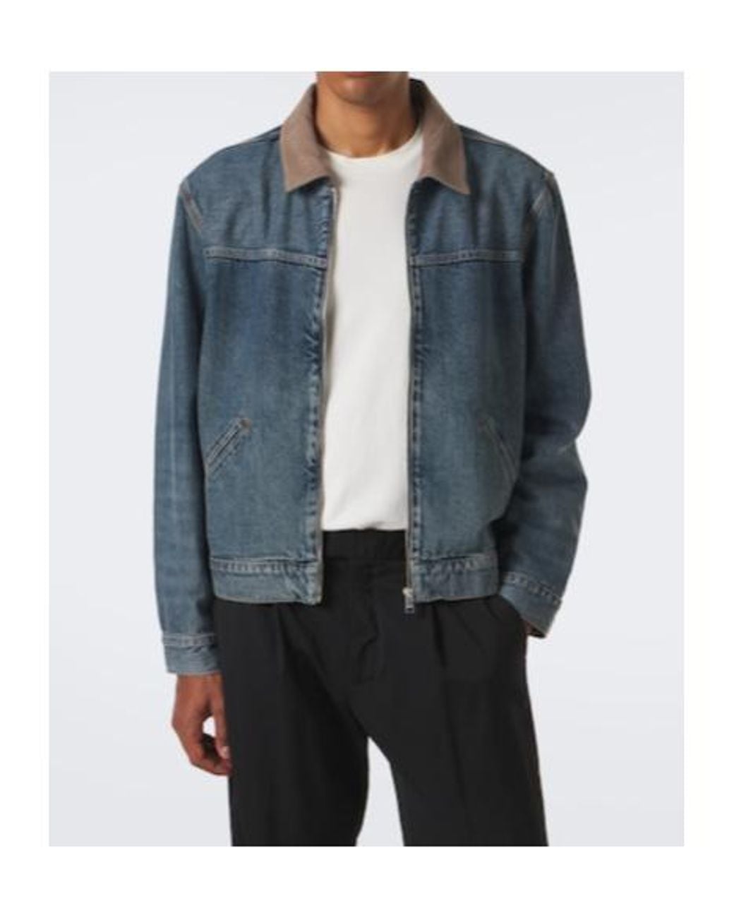 FRAME Blue Corduroy And Denim Zip-Up Jacket for men