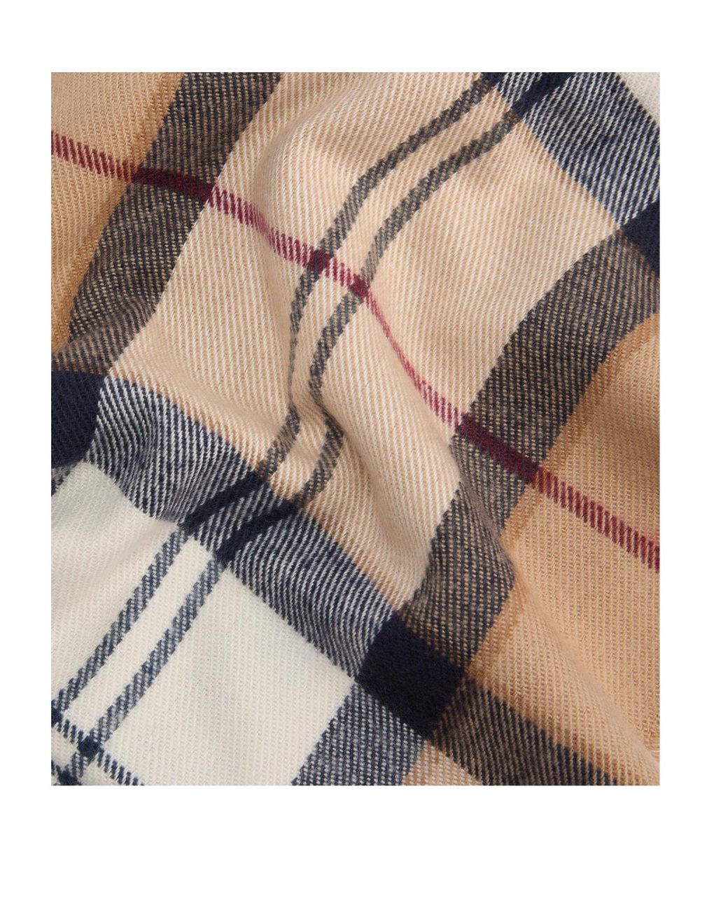 Barbour White Tartan Scarf Knitted Beanie Set for men