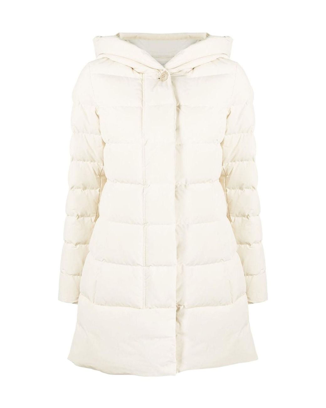Woolrich White Zip-Fastening Padded Coat