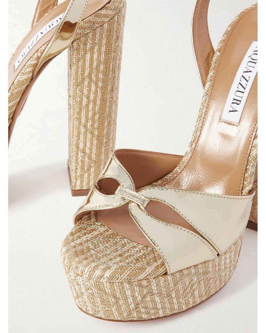 Aquazzura Villette 140 Metallic Faux Leather Platform Sandals
