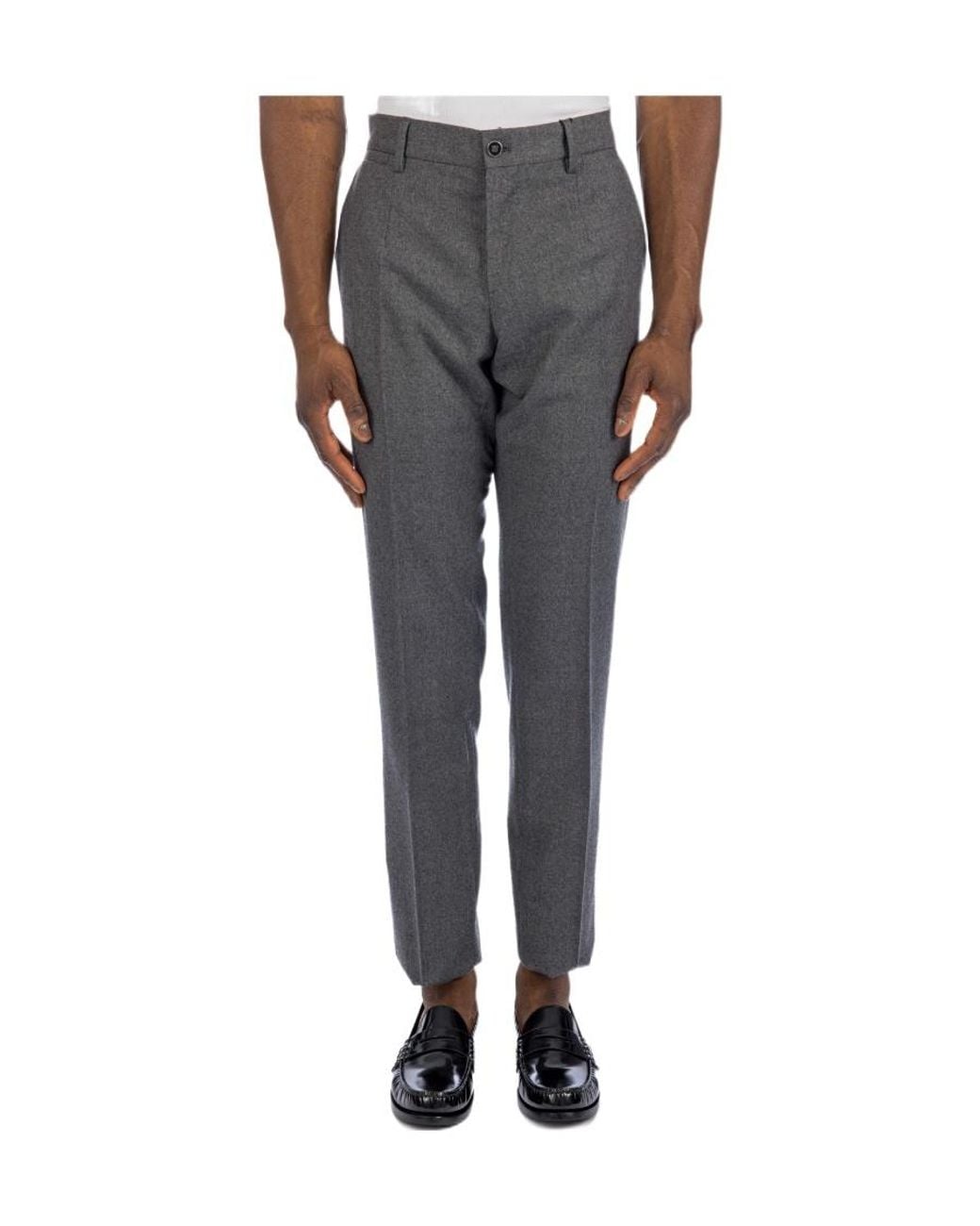 Dolce & Gabbana Black Tailored Flannel Trousers for men