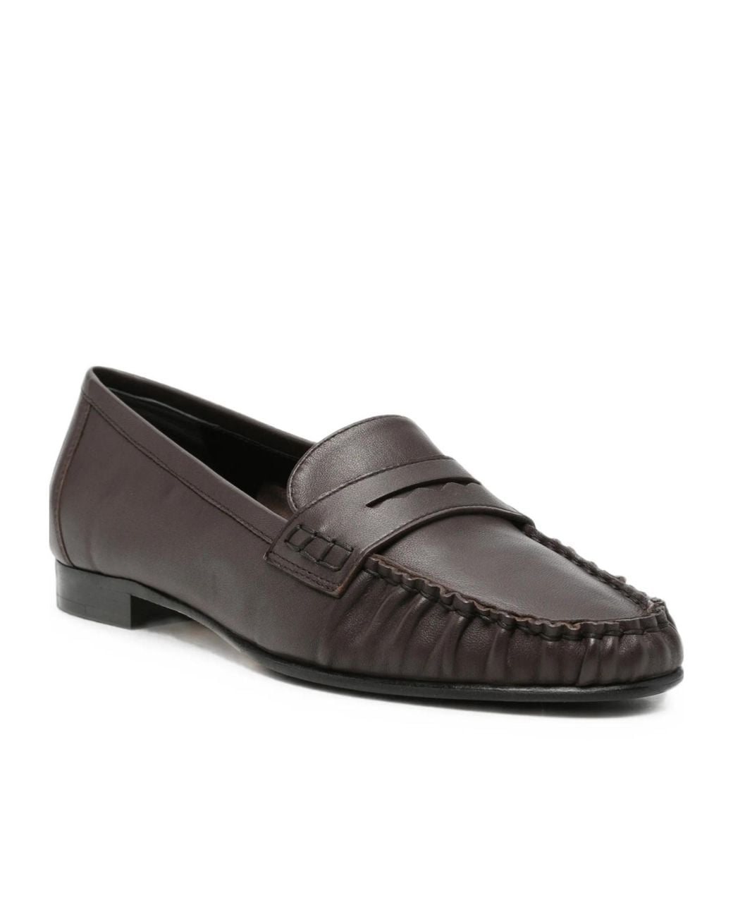 Aeyde Brown Leather Penny Loafers