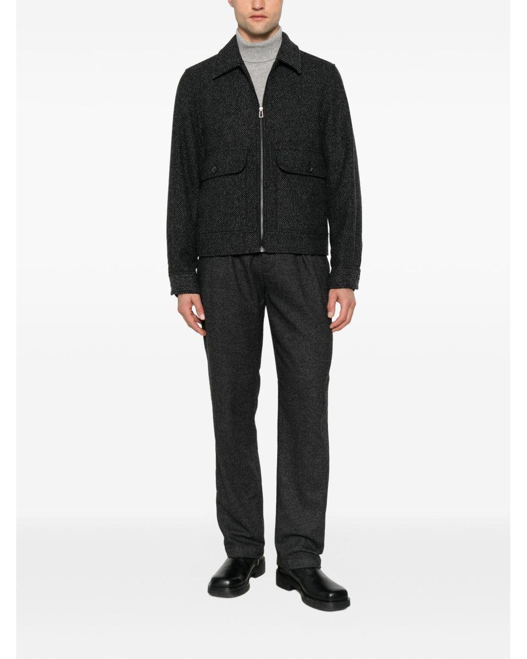 Paul Smith Blue Herringbone-Pattern Zip-Up Jacket for men