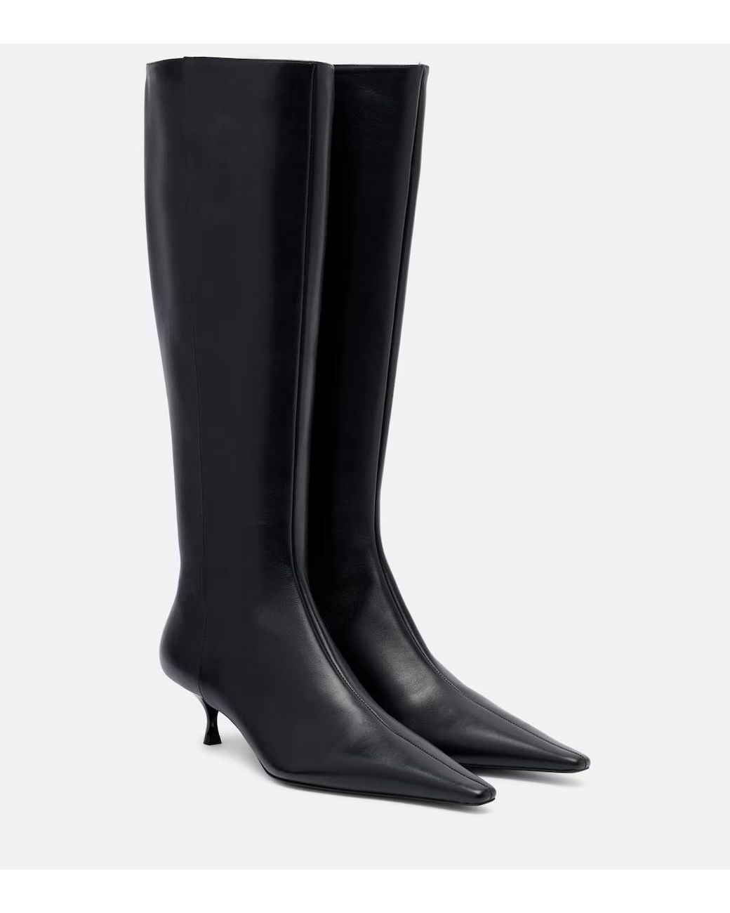 Victoria Beckham Black Pointy 45 Leather Knee-High Boots