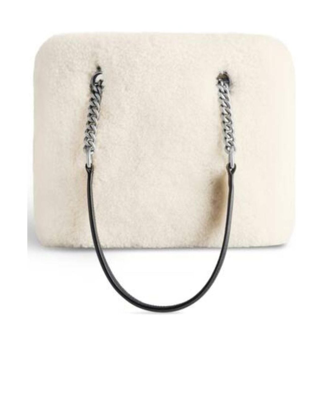 Balenciaga White Logo Flocked Tote Bag