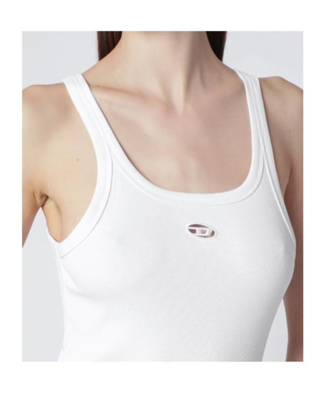 DIESEL White T-Wife-Od Ribbed Tank Top