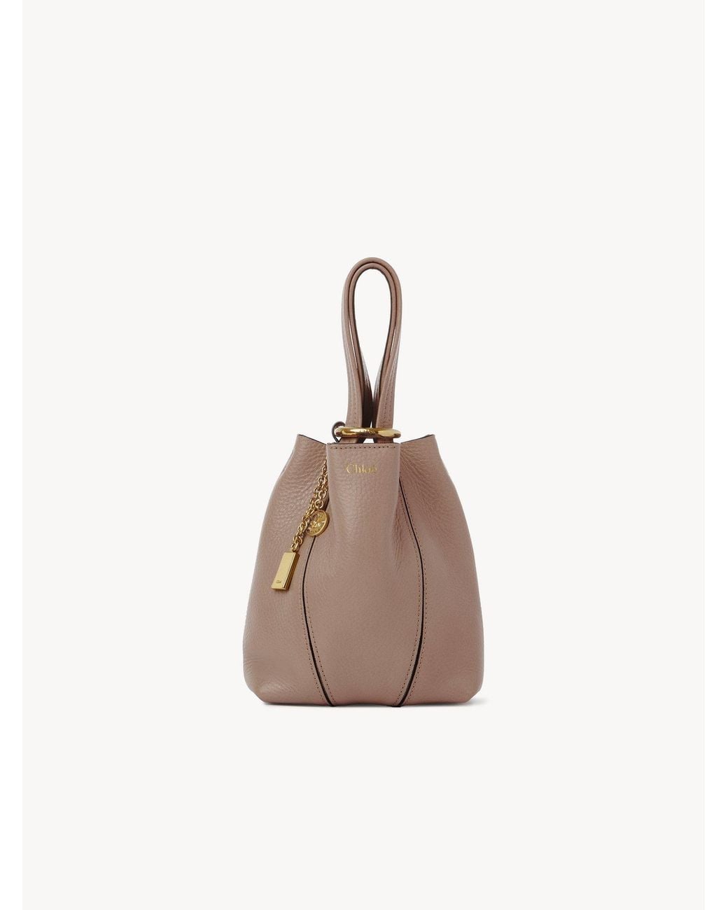 Chloé Brown Chloé Spin Logo Printed Small Top Handle Bag