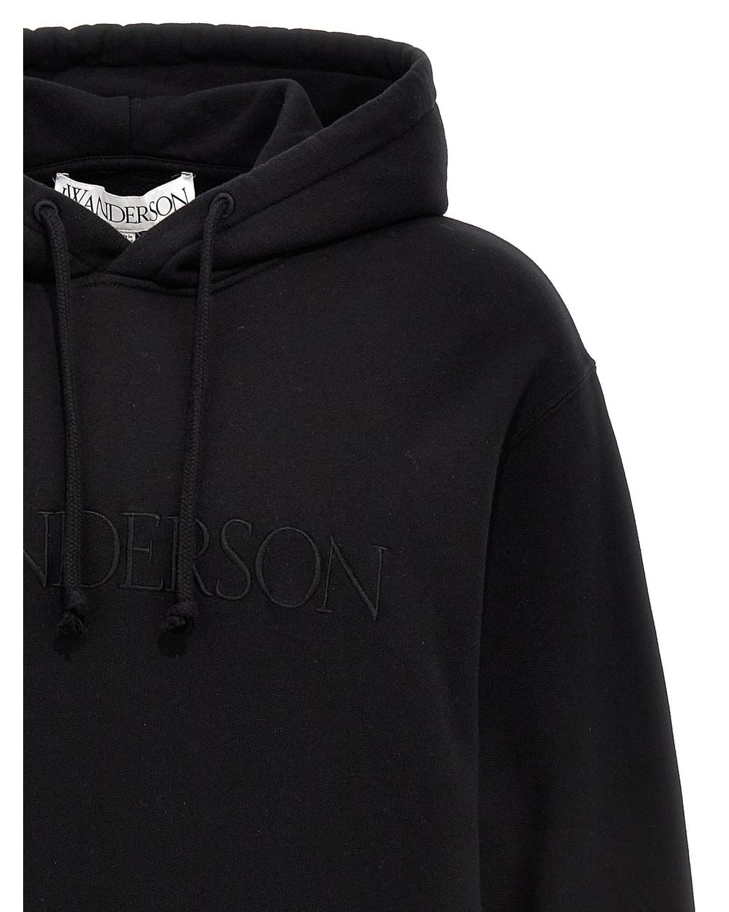 J.W. Anderson Black Jw Anderson Logo Embroidered Drawstring Hoodie for men