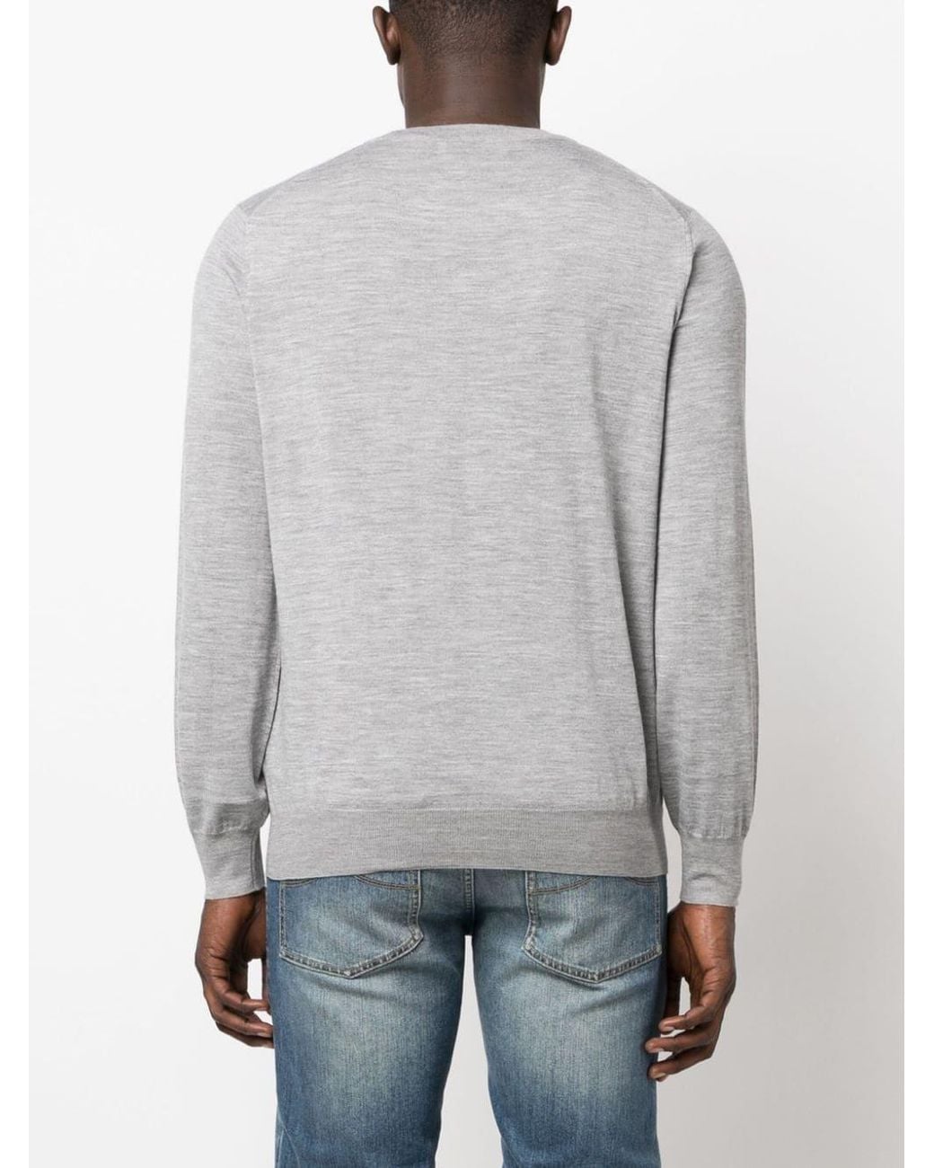 Brunello Cucinelli Gray Crewneck Knitted Jumper for men