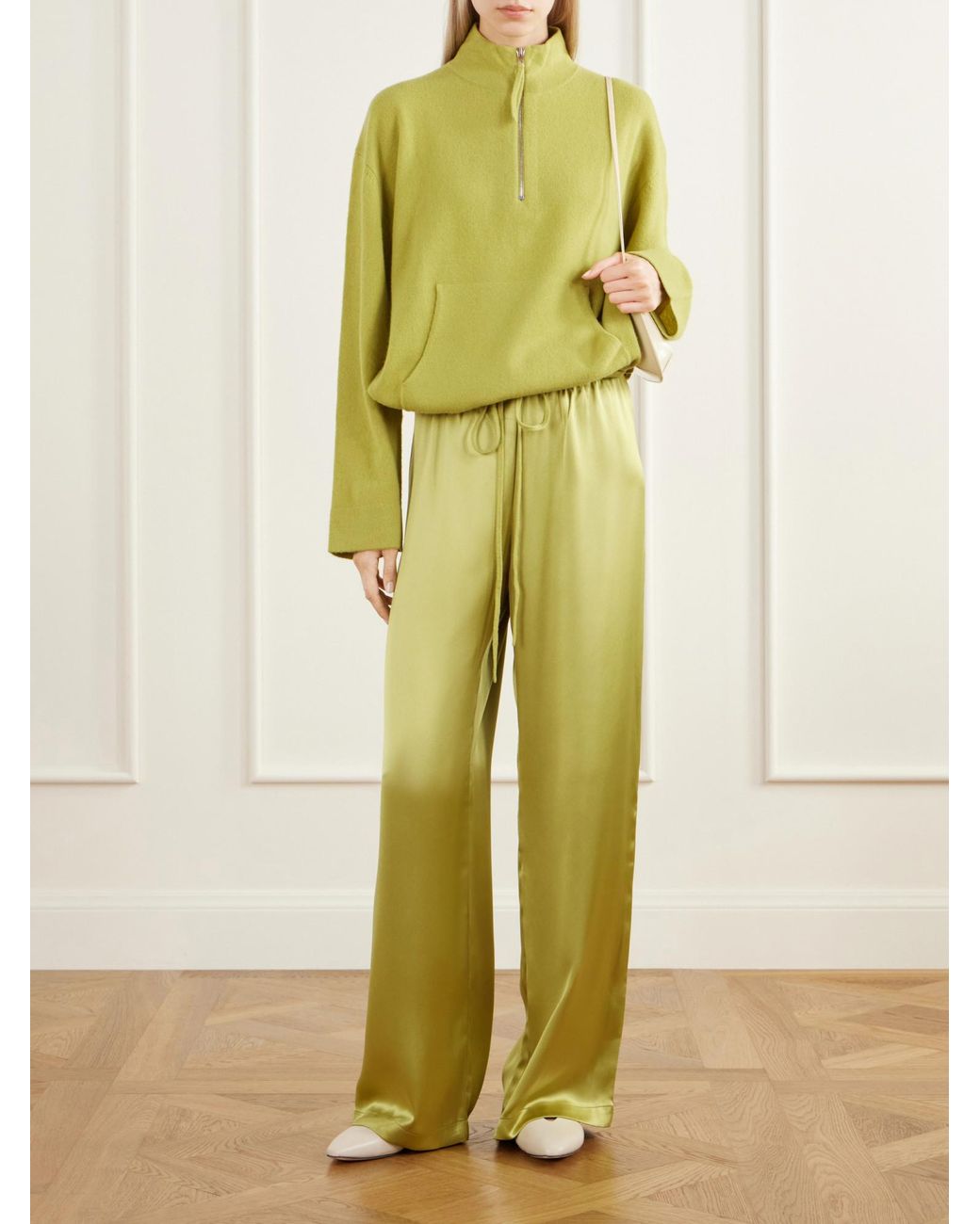 Leset Yellow Drawstring Wool Half-Zip Sweatshirt