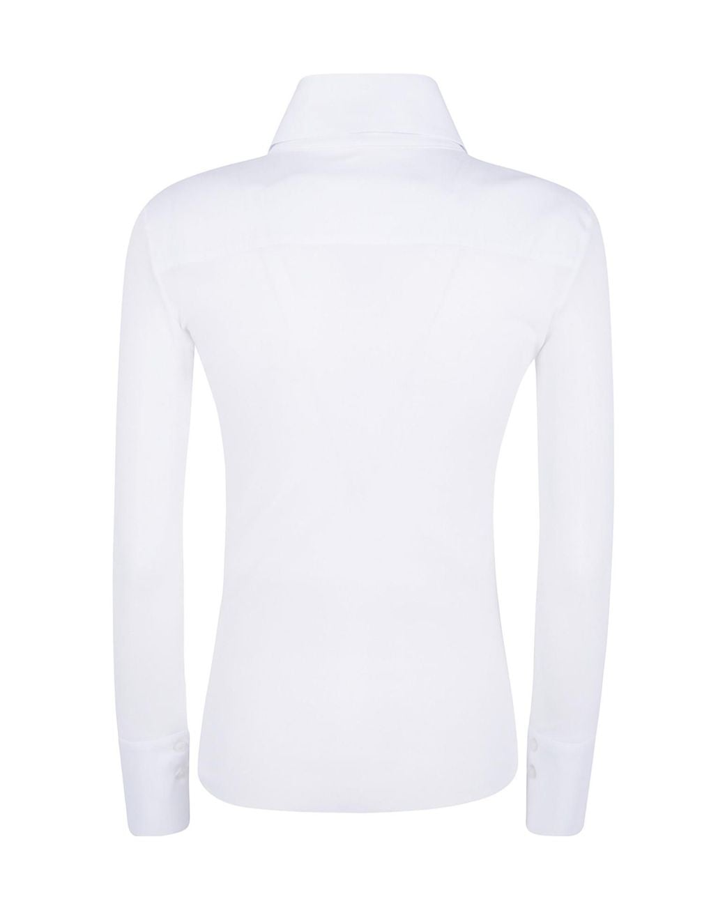 D.exterior White Long Sleeved Polo Shirt