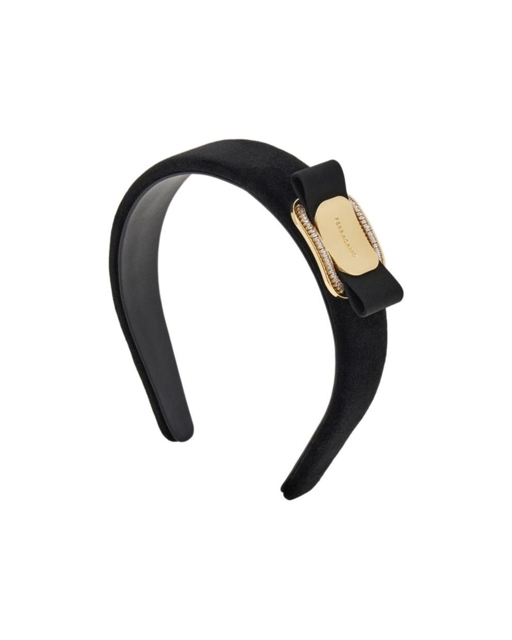 Ferragamo White Ferragamo Bow Embellished Velvet Headband