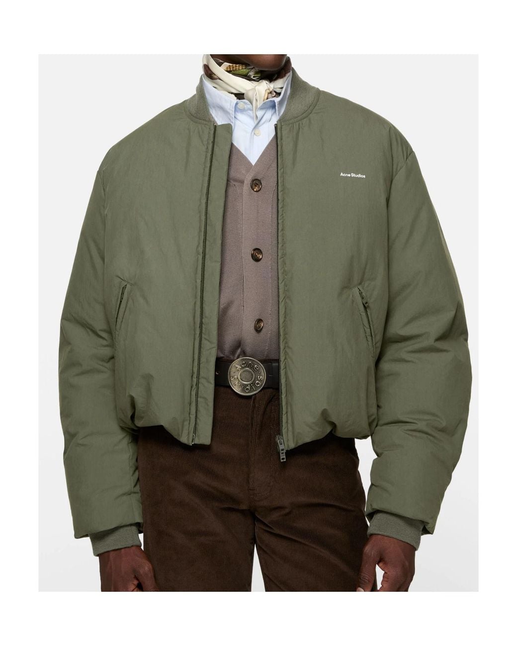 Acne Green Down Bomber Jacket for men