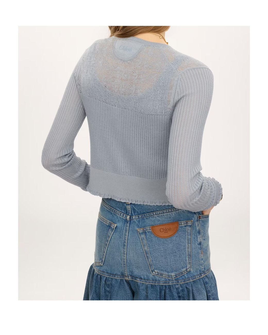 Chloé Blue Chloé Ribbed Cardigan