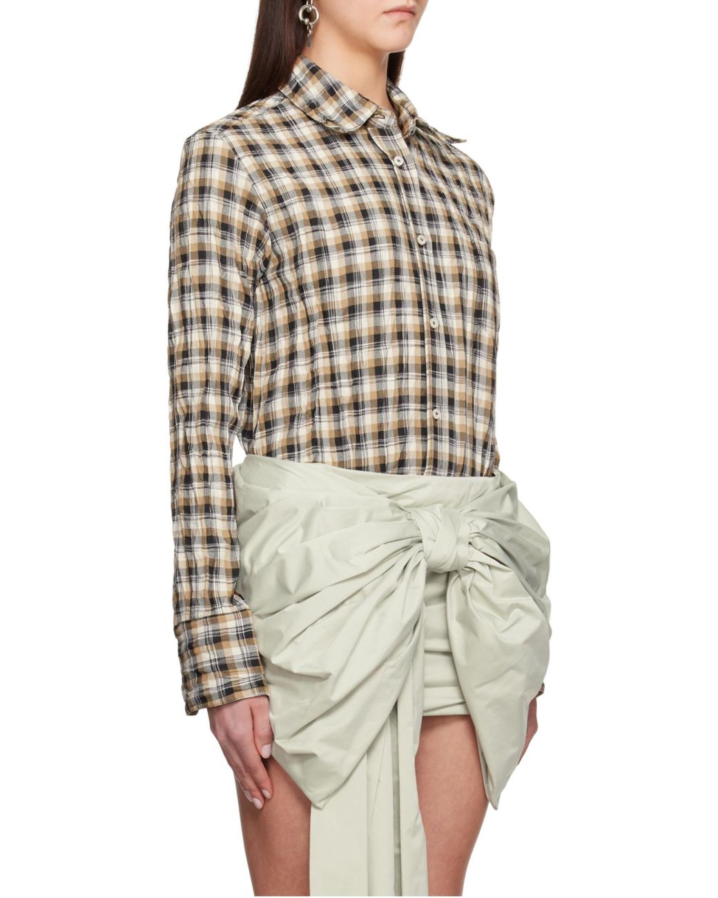 Acne White Check Button-Up Shirt