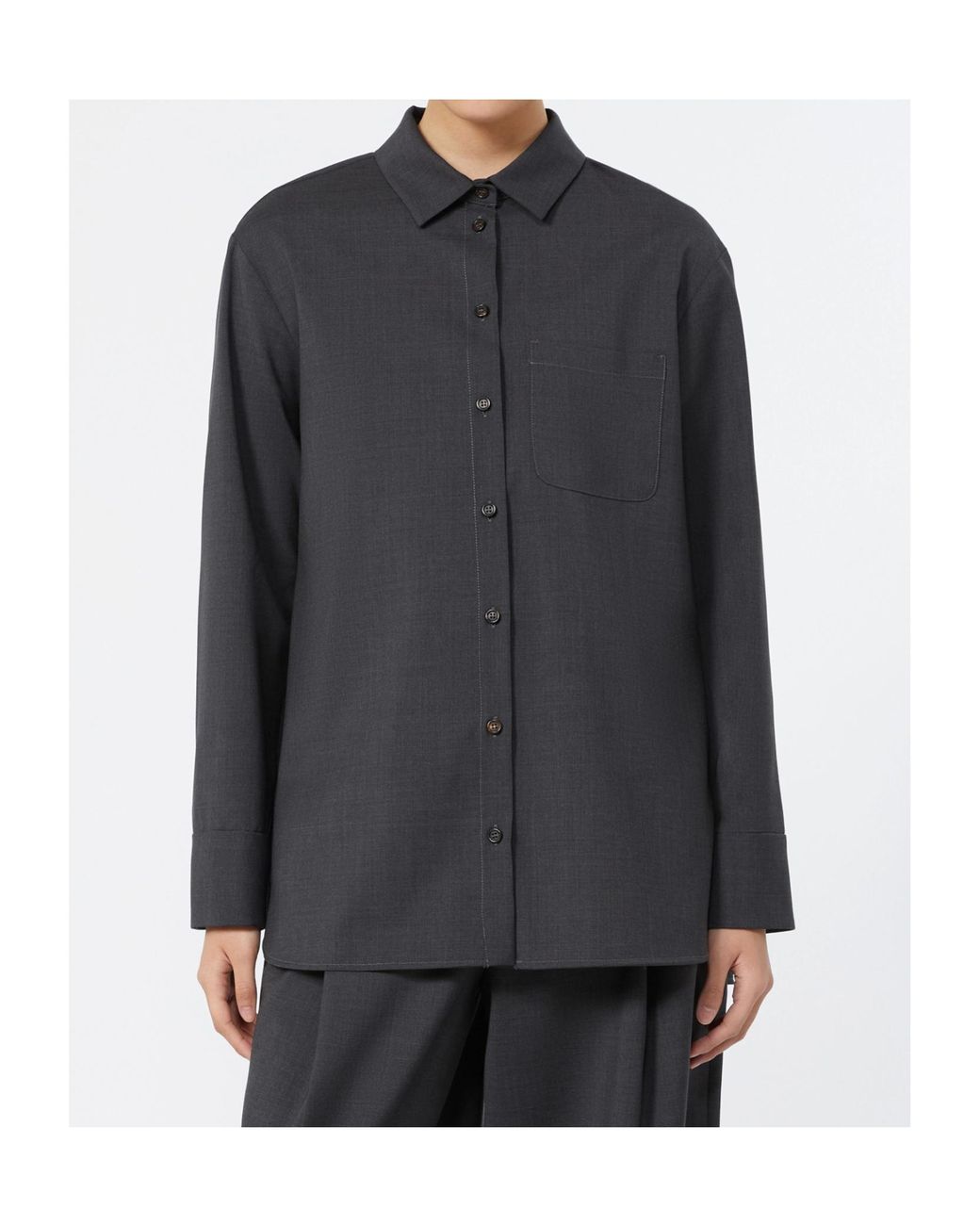 Max Mara Gray S Longline Button-Up Shirt