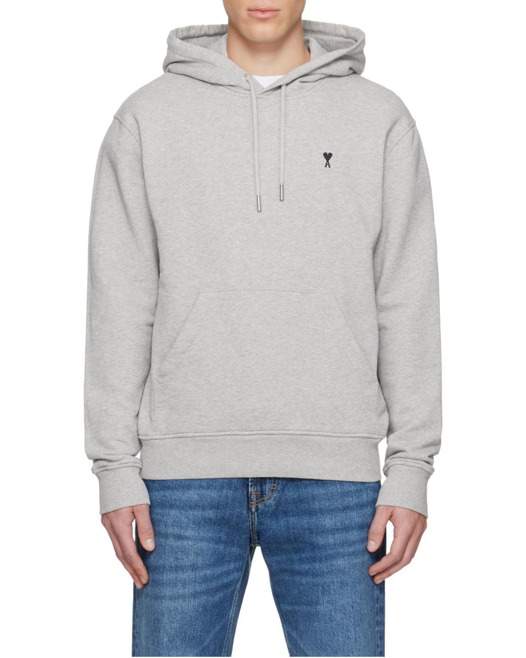 AMI Gray Light Hoodie With Engraved Eyelets