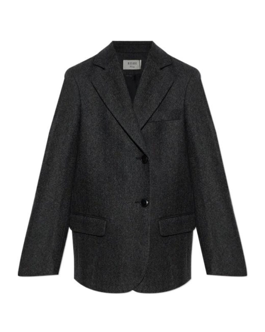 Rohe Black Double-Breasted Herringbone Blazer